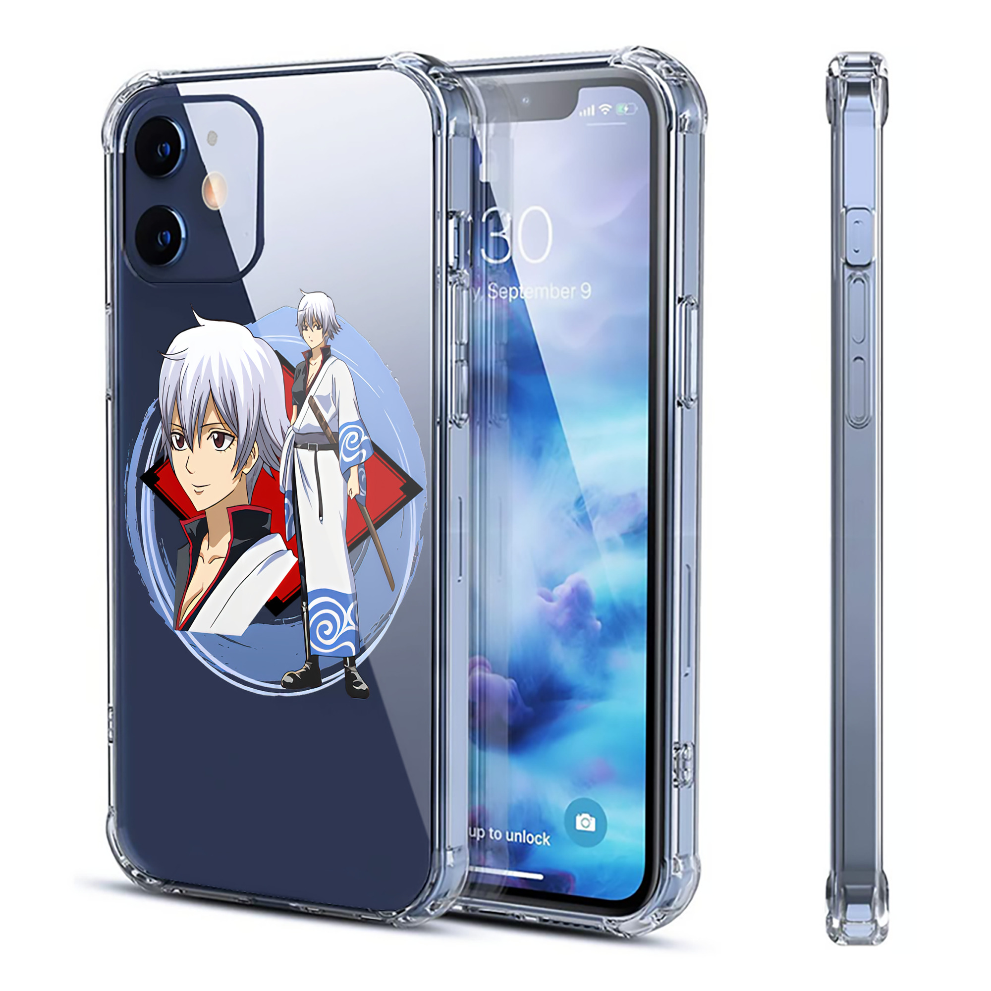 （画像用） ぎんたま 坂田銀時（さかたぎんとき） 神楽 志村新八（しむら しんぱち） GINTAMA Sakata Gintoki Kagura Shimura Shinpachi 【iPhone 12シリーズ対応】透明スマホケース（クリアソフトケース）